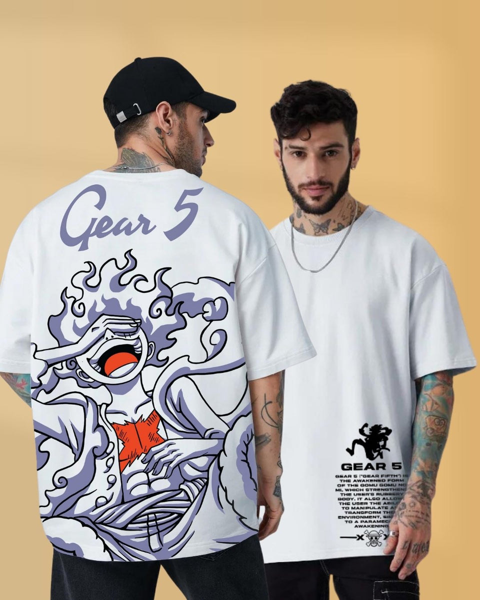 one piece t shirt gear 5 Buy One Piece Luffy Gear 5 Anime Over Sized T-shirt – Fans Army