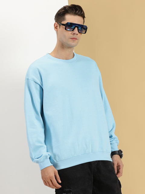 ice blue plain oversized sweatshirt for men