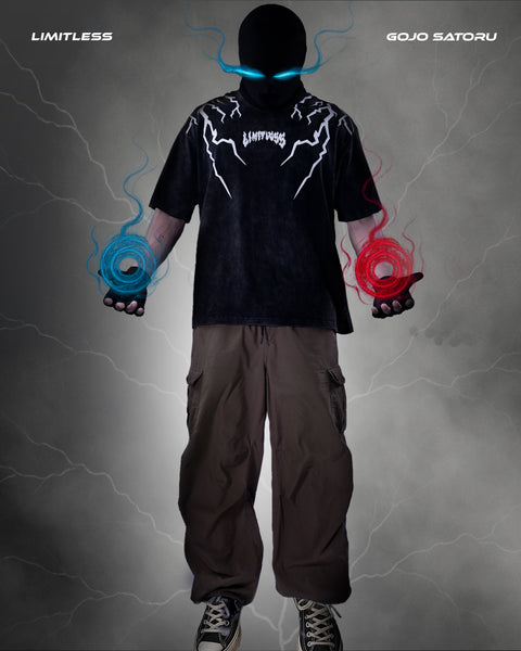 Gojo Limitless Acid Wash Anime T-shirt