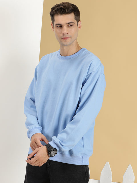 sky blue plain oversized sweatshirt men