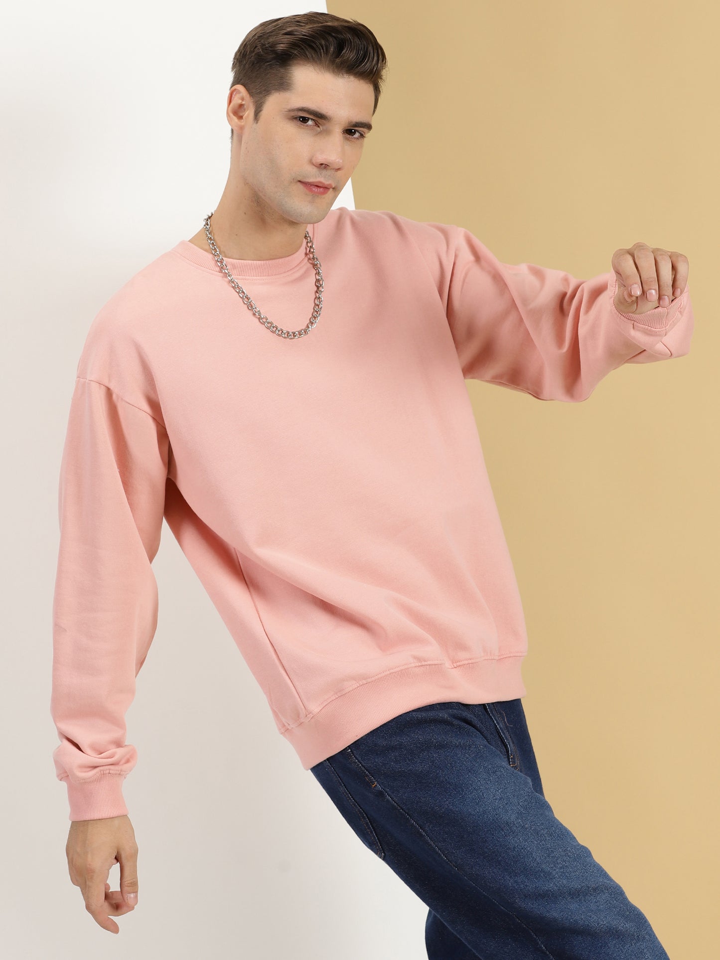 candy pink plain oversized sweatshirt mens