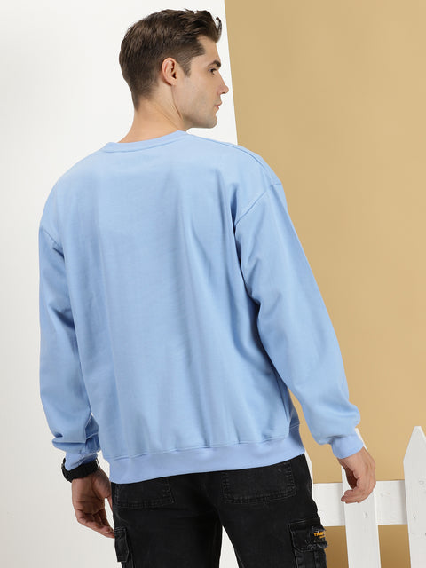 Buy sky blue plain oversized sweatshirt men