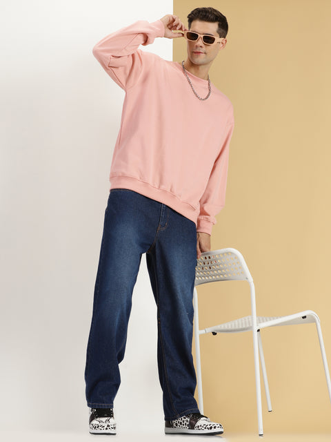 candy pink plain oversized sweatshirt mens