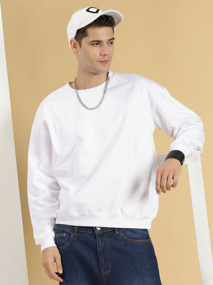 plain white oversized sweatshirt for men