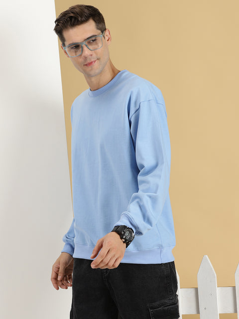 sky blue plain oversized sweatshirt