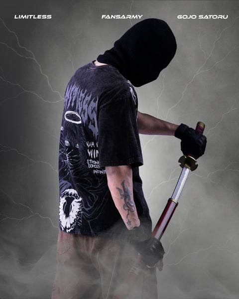 Gojo Limitless Acid Wash Anime T-shirt