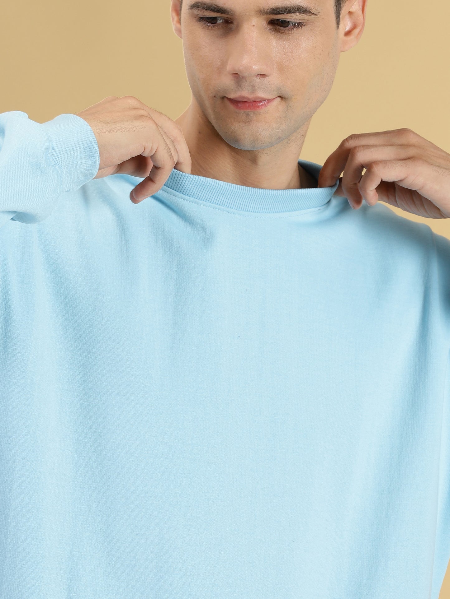 ice blue plain oversized sweatshirt for men
