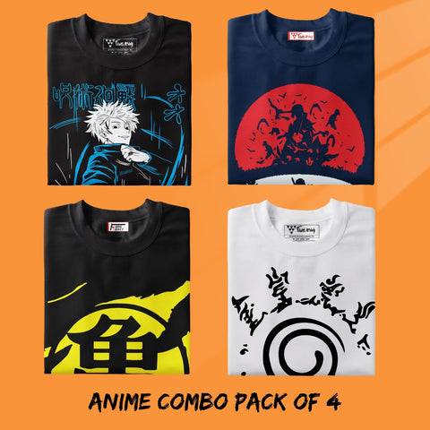 Buy Anime T shirt Combo Pack Of 4 T shirts Gojo Satoru T shirt Itachi T shirt Goku Kanji T shirt Naruto Seal T shirt Combo. Buy Online