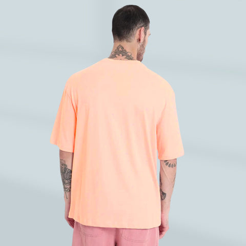 Peach Oversized T-Shirt for Men - High-quality Bio-Washed Cotton Fabric -Streetwear T-shirt