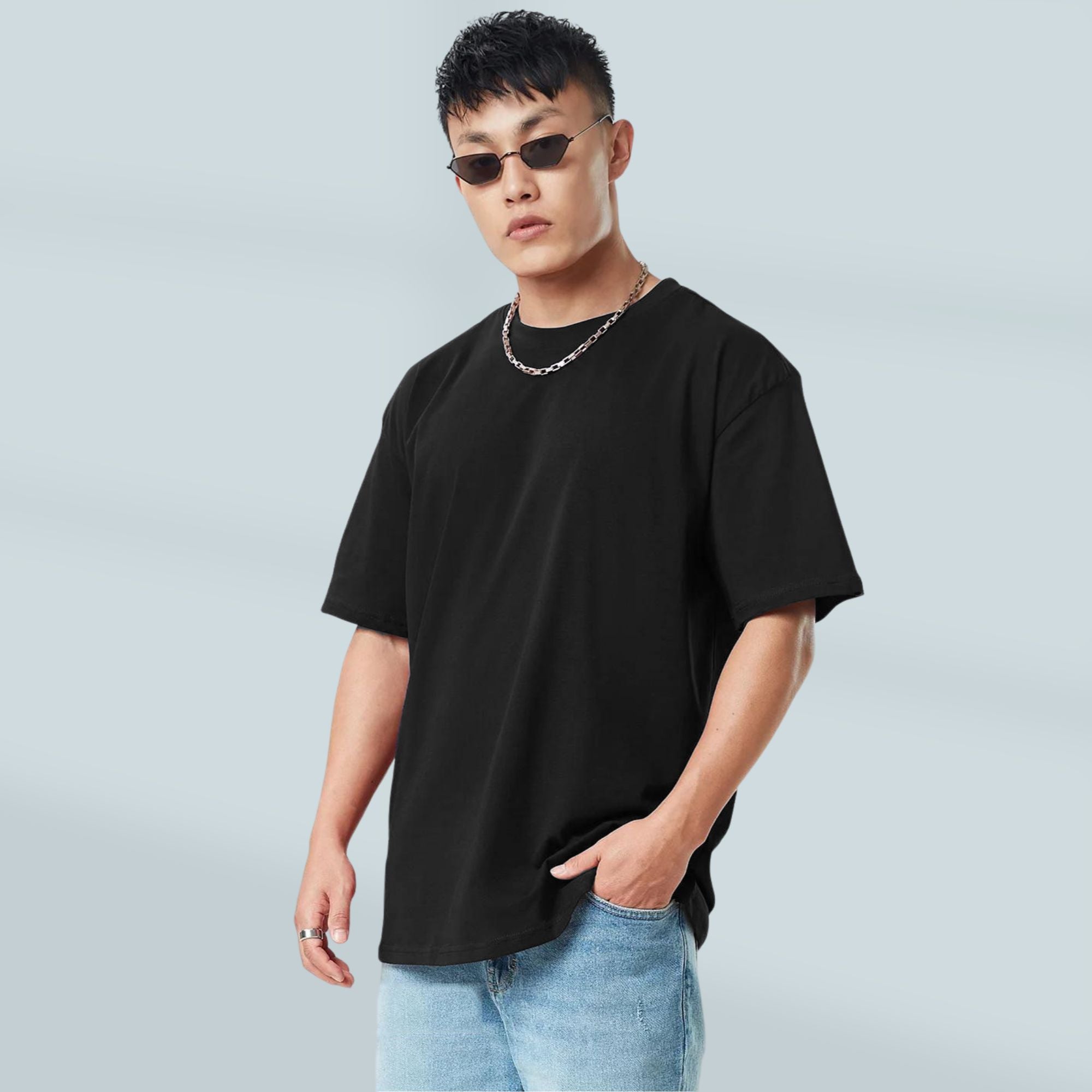 Solid Black Oversize T-shirt - Main Image