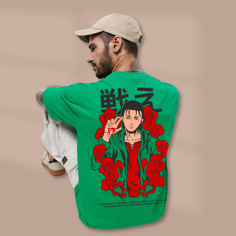 eren attack on titan anime oversized tshirt - Fans Army