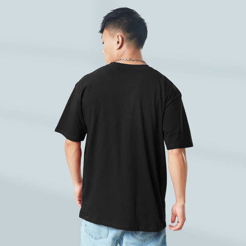 Black Oversized T shirt for Men - High-quality Bio-Washed Cotton Fabric