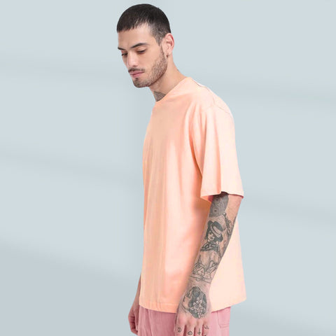 Peach Oversized T-Shirt for Men - High-quality Bio-Washed Cotton Fabric -Streetwear T-shirt