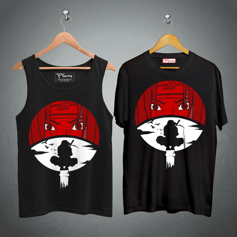 Itachi Uchiha Anime Tank Top and T-shirt Combo