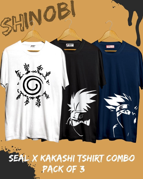 seal x kakashi naruto tshirt combo pack of 3| naruto tshirt kakashi t shirt