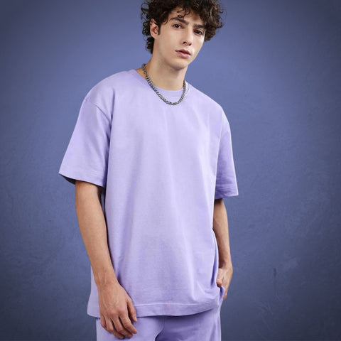 Lavender Oversized T-Shirt made with bio-washed cotton fabric for a soft feel and baggy fit - perfect for streetwear style